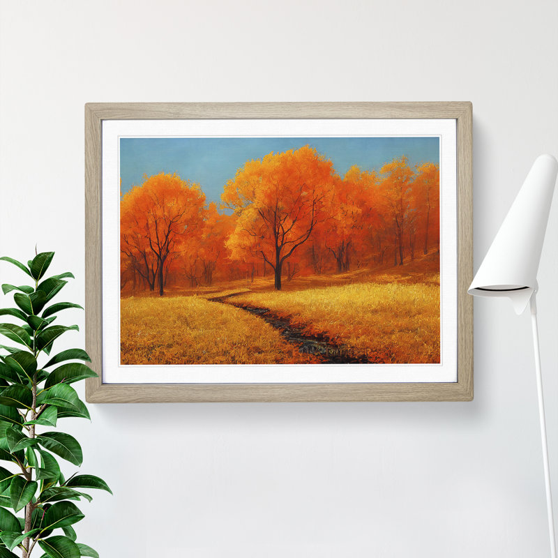 Effervescent Autumn Forest 1 Piece Single Picture Frame Wall Art, 34cm H x 46cm W x 2cm D, Oak Framed