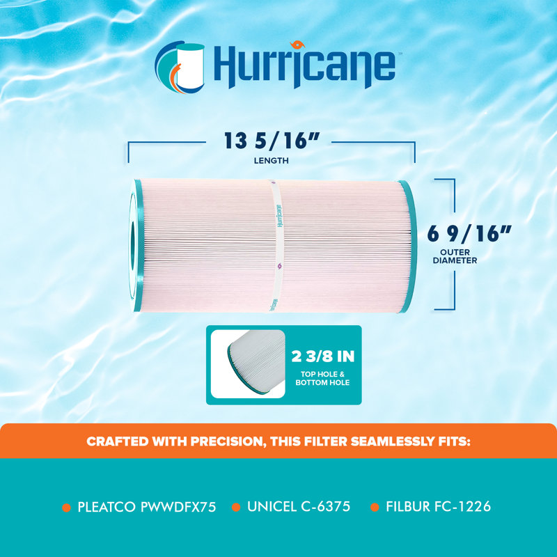Hurricane 4 Pack Advanced Spa Filter Cartridge for PWWDFX75, C-6375, and FC-1226