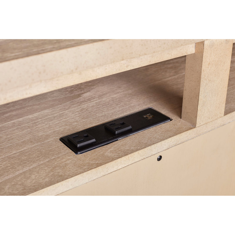 Console de divertissement 72 po en sable, 4 portes de rangement, console de télévision en bois massif de couleur sable, compartiments, look transitionnel, peut accueillir des téléviseurs de 50 à 59 po