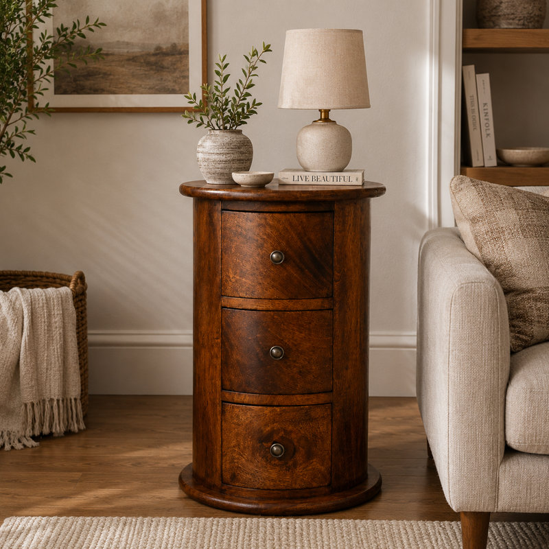 Baruc 32cm W Solid Wood Bedside Table