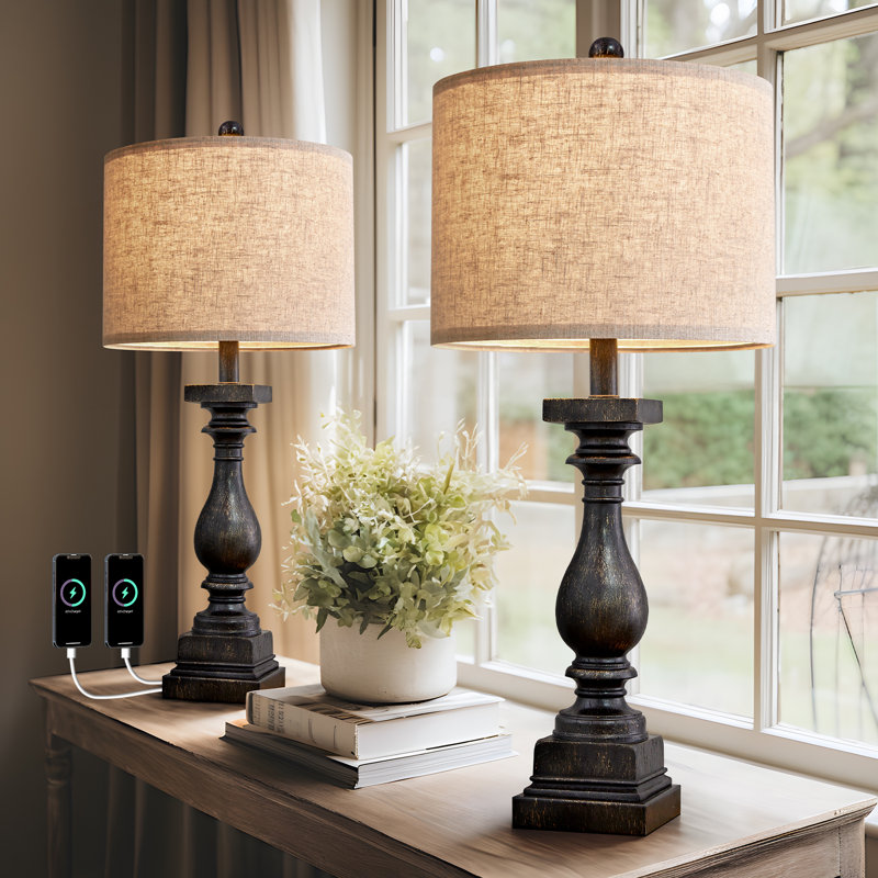 Lampe de table USB en résine Dhrampa