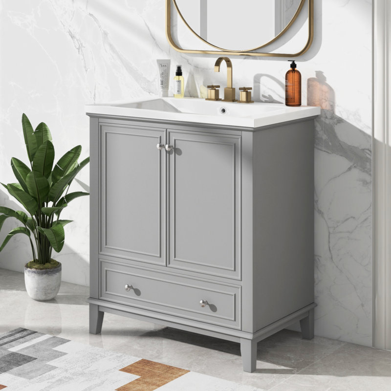 Meuble-lavabo simple 30 po avec comptoir en céramique Bivon