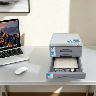 Rangement de bureau verrouillable, classeur à 3 tiroirs en alliage d'aluminium avec classeur à clés A4 pour bureau à domicile