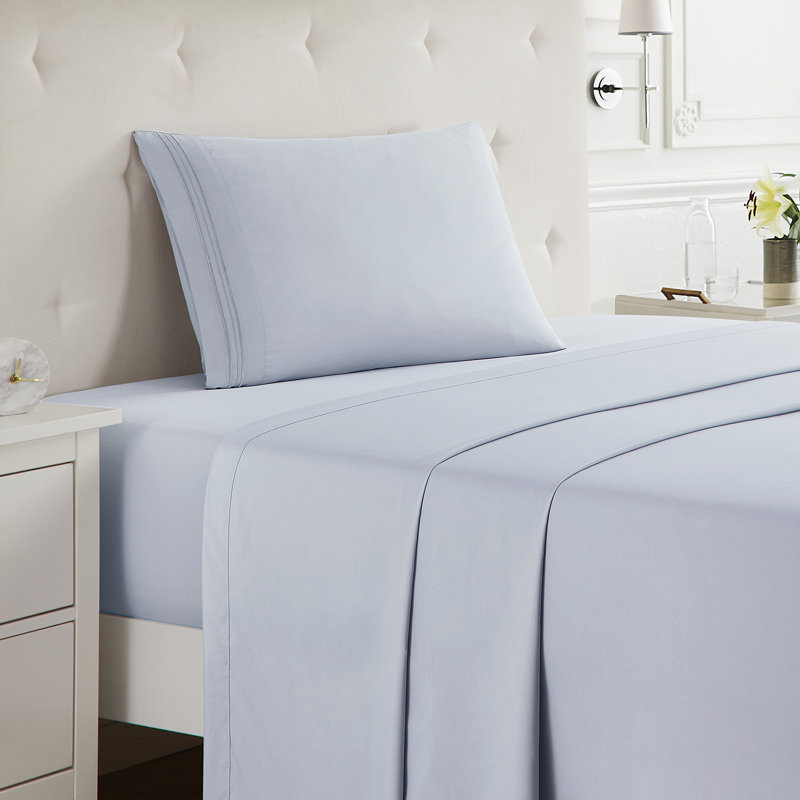  Ensemble de draps double brossé de luxe pour hôtel avec draps et taies d'oreiller très doux, Drap pour lit simple