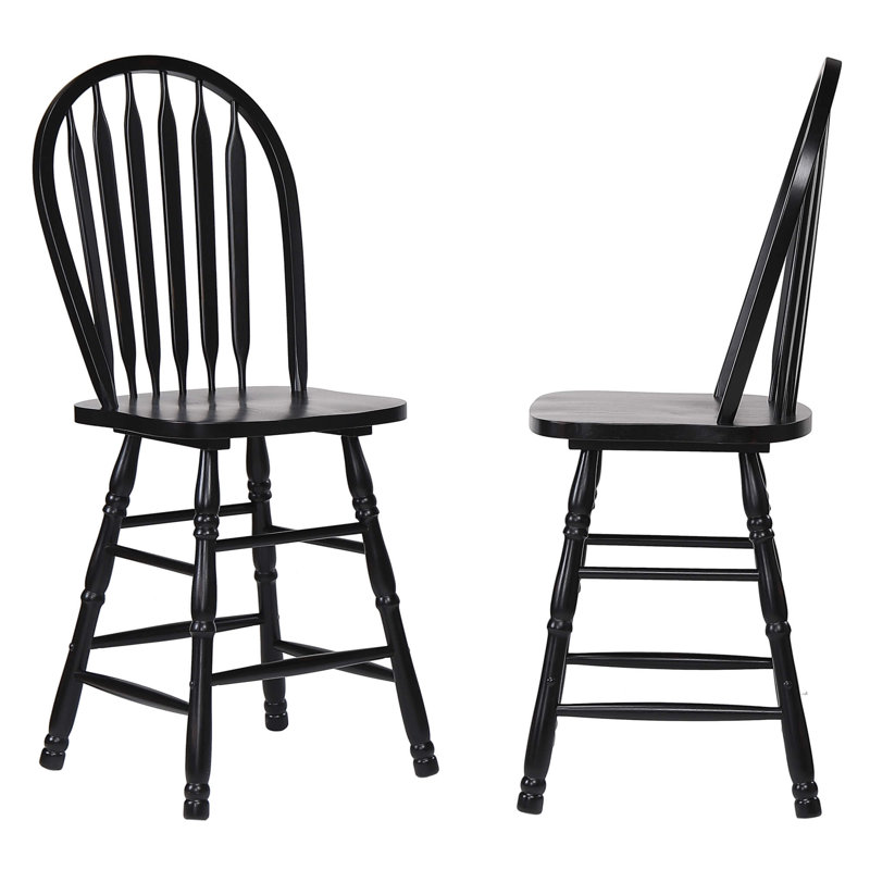 Mattes Solid Wood 24'' Counter Stool, Antique Black