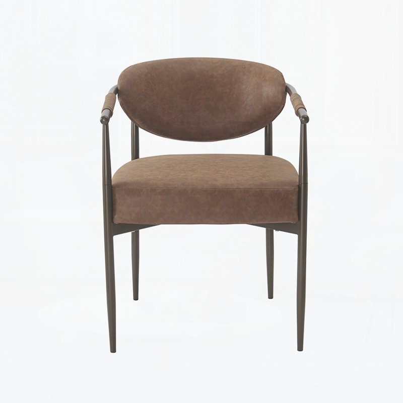 Chaises de salle à manger rembourrées Modern, Cuir synthétique, Brun, café