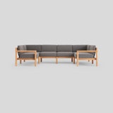 Haven 8-Piece U-Shaped Teak Outdoor Sectional with Sunbrella Cushions and Wooden Armrest