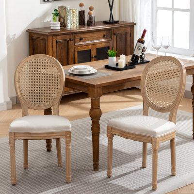 Dining Chair , Solid Wood, Linen Fabric, Antique Painted, Beige Cream Comfortable Covering Chairs, Wood Construction, , Tone