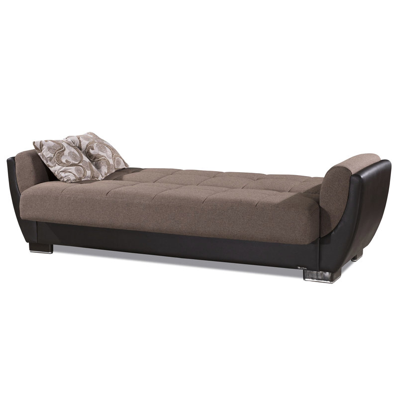 Canapé-lit convertible avec rangement - Pièce fonctionnelle en chenille brune Cozy Living