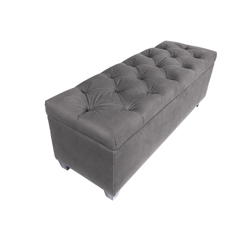 Erik Polyester Upholstered Storage Bench, Gray