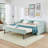 Upholstered Convertible Daybed with Tufted Button Backrest, 3‑in‑4 Versatile Sofa Bed with Pull‑Out Trundle & Side Storage-129681207-129681208