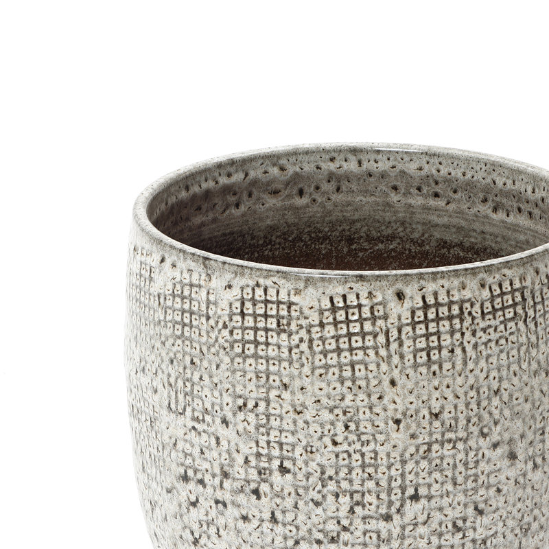 Pot à fleurs rond en céramique Gwendelynn, H 11,22 po x l 12 po x P 12 po, Gris
