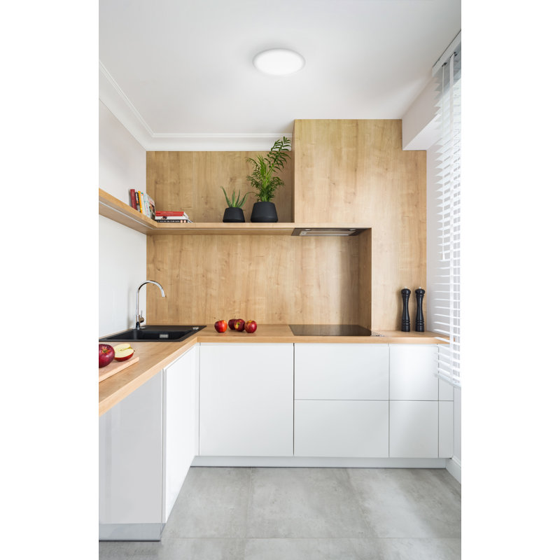 Malta 12" Sleek White Opal Glass LED Flush Mount in Brushed Nickel