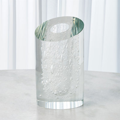 Slant Vase-Clear w/Bubbles