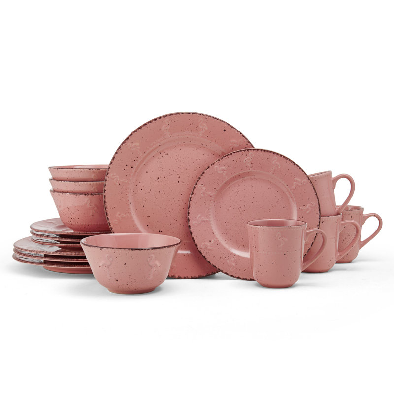 Pfaltzgraff Flamingo 16-Piece Stoneware Dinnerware Set, Service for 4