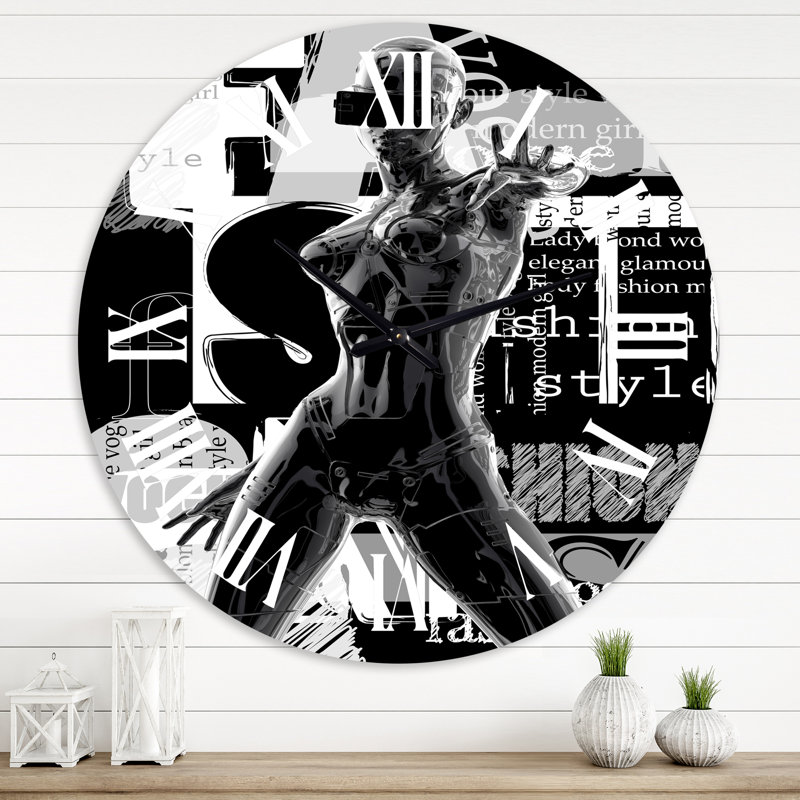 Horloge murale moderne Cyborg Body II monochrome, Grand
