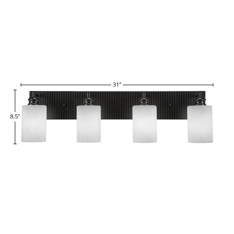 Barre d'éclairage de salle de bain 4 lumières Edge avec fini espresso et verre mousseline blanc 4 po