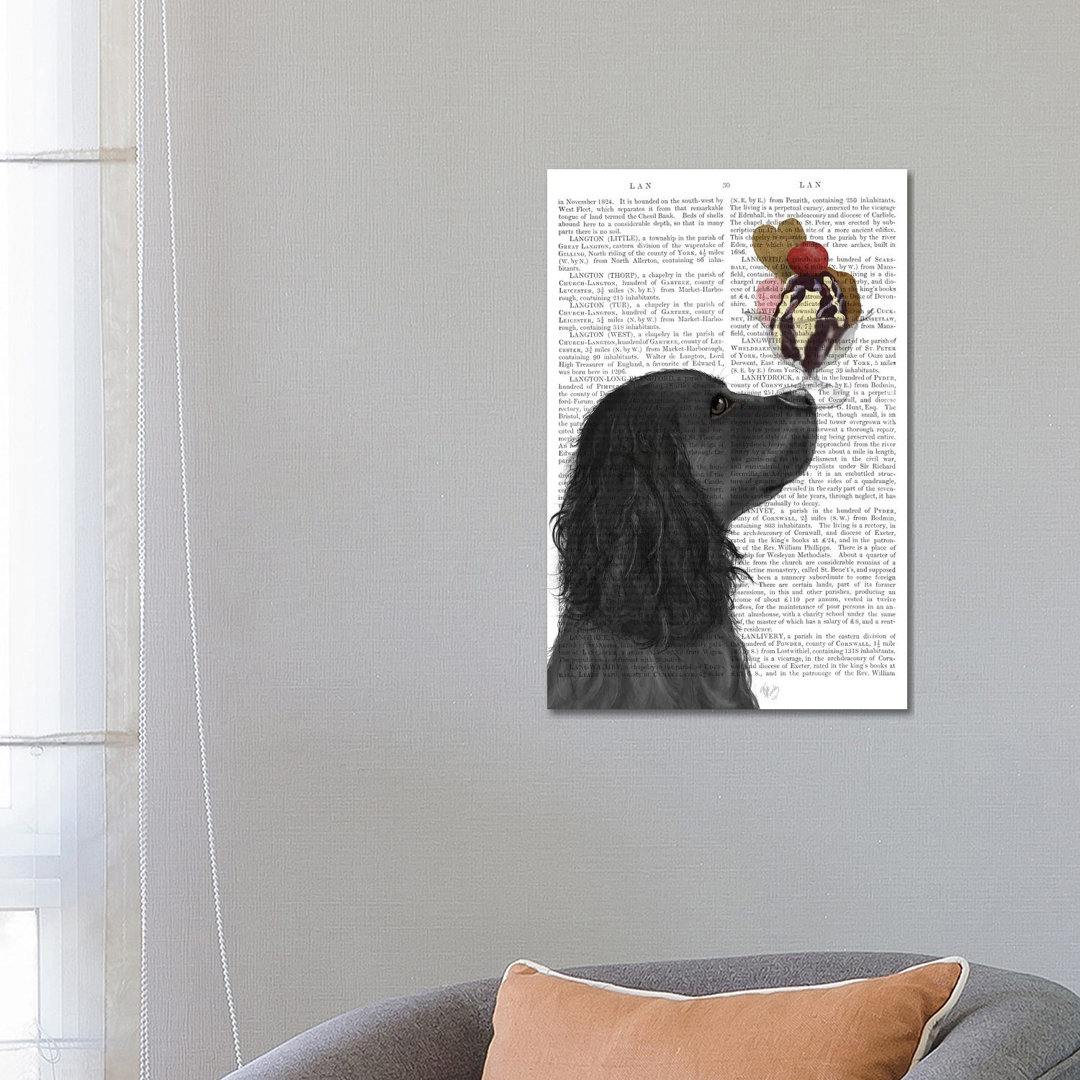 Cocker Spaniel, Black, Ice Cream, Print BG by Fab Funky - Wrapped Canvas Gallery-Wrapped Canvas Giclée