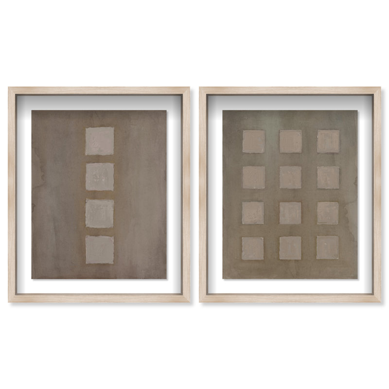 Order Set Shadowbox Abstract Print by Oliver Gal, Black Frame, 16 x 20, 21.5"H x 25.5"W, Natural Oak Shadowbox