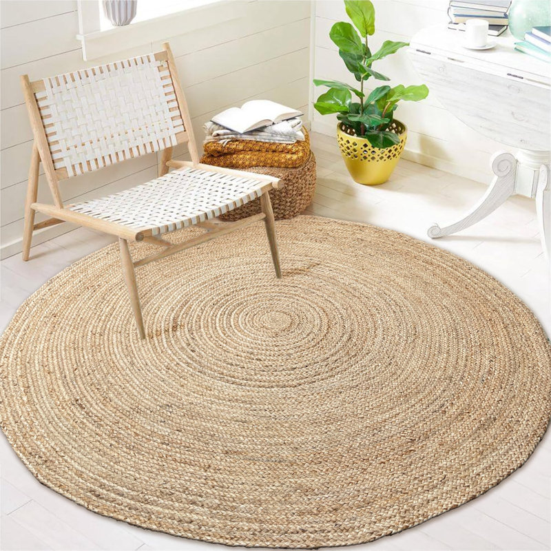 Tapis naturel tressé à la main, Rond 8 pi