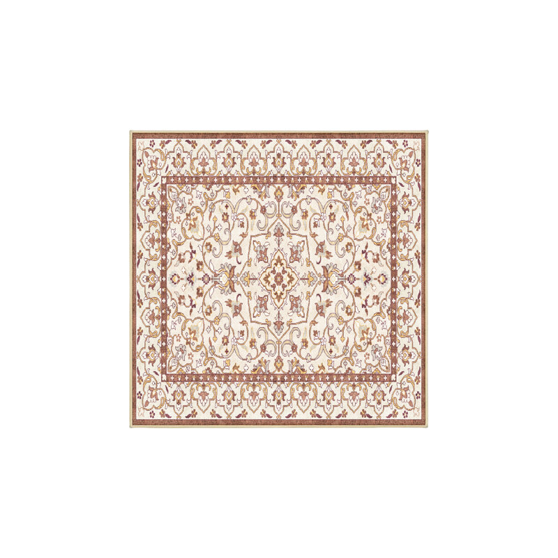 Tapis oriental en chenille / polyester tissé à la main Sofya, Carré 4 pi