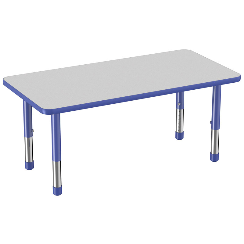 Table rectangulaire 24 po x 48 po thermofusionnée avec pieds réglables Chunky - gris / bleu, 24 po H x 24 po l x 48 po L