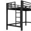 Lit mezzanine simple en métal noir de taille très grand avec double échelle latérale, cadre et coffre-fort pour dormir dans un dortoir avec barrières de sécurité, assemblage facile, chambre à coucher inférieure flexible