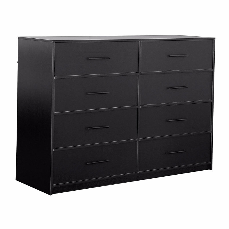 Commode 8 tiroirs avec grands tiroirs en tissu, noir