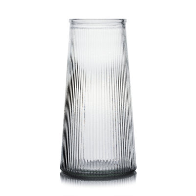 Vase en verre à nervures 4 "H 8" pour fleurs
