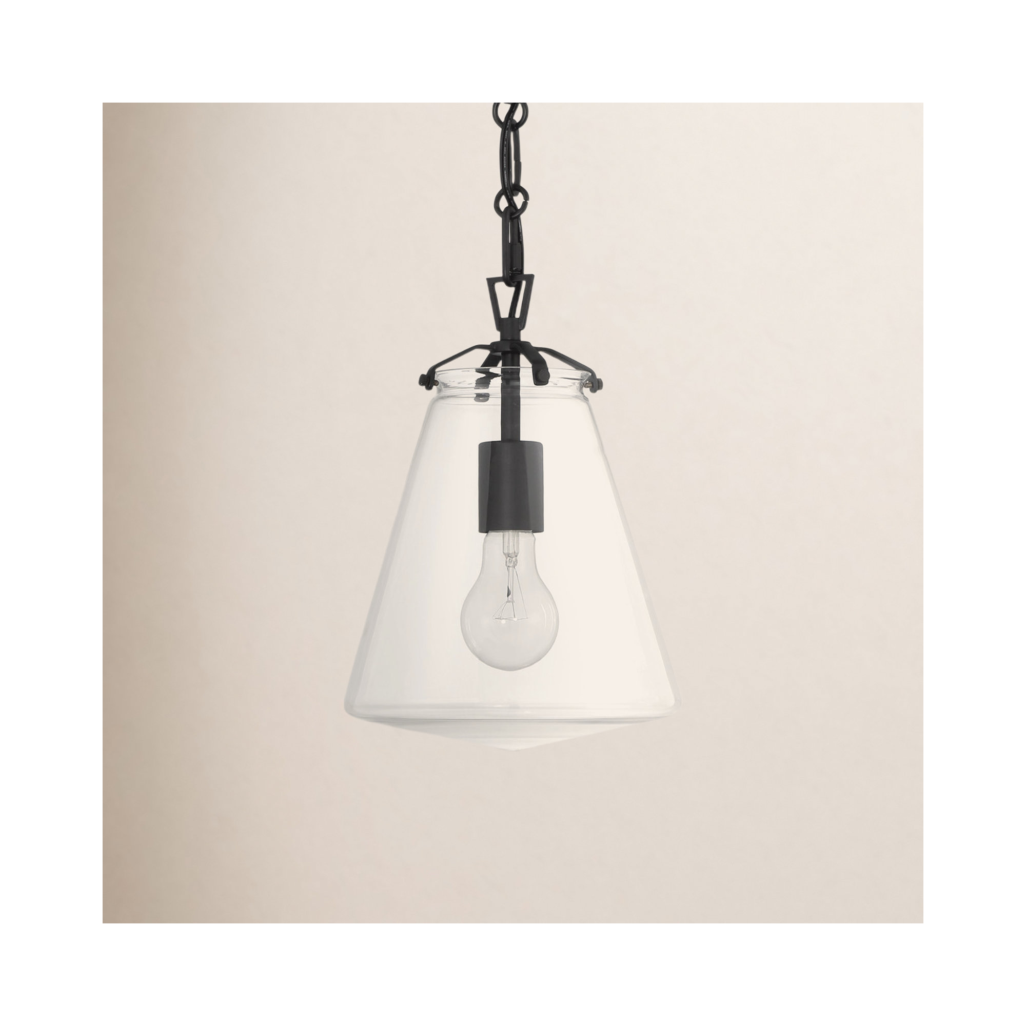 Blair Single Light Glass Dimmable Pendant, Matte Black