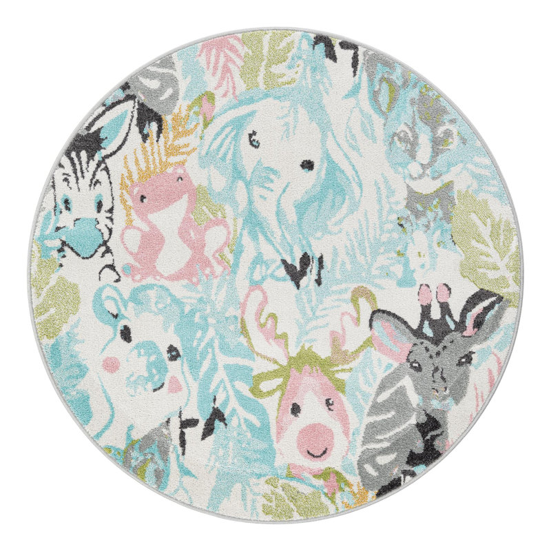 Tapis pour enfant Unique Loom Peekaboo Whimsy, Rond 5 pi 1 po