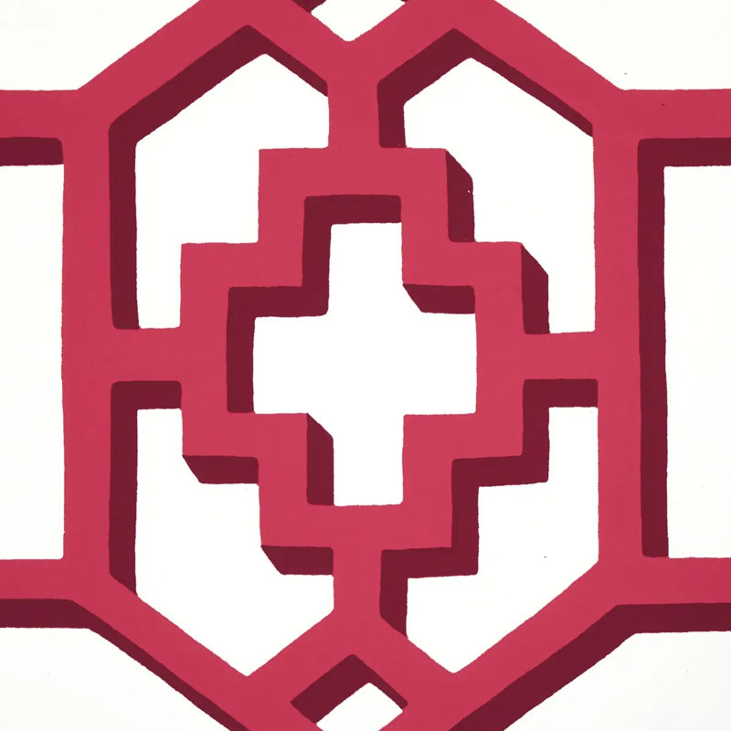 Zanzibar Trellis Wallpaper, Laquer Red