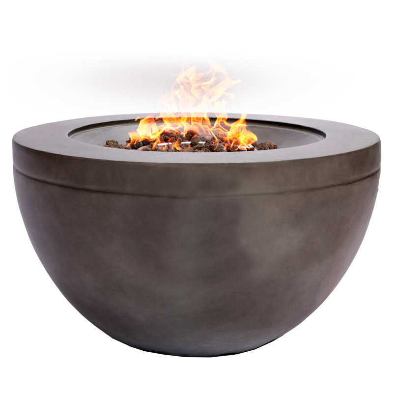 TABITI Lavish Garden & Patio Gas Fire Pit with Eco-Stone Finish, Dark Grey