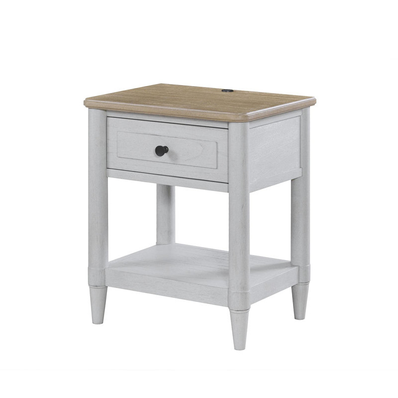 Table de chevet en bois de ciment et sable Dana Heights avec port USB