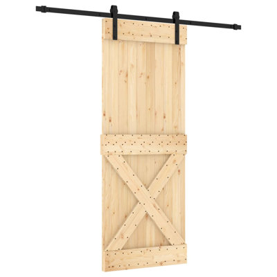 Vidaxl Sliding Door With Hardware Set 100X210 Cm Solid Wood Pine