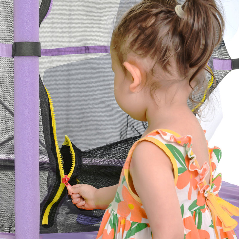 Trampoline 55 pouces pour enfants avec filet de sécurité, trampoline intérieur pour enfants 4,5 pi (mauve), Mauve