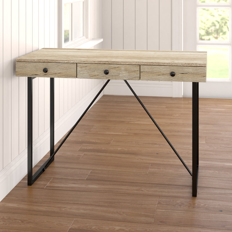 Blonde Metal Base Writing Desk