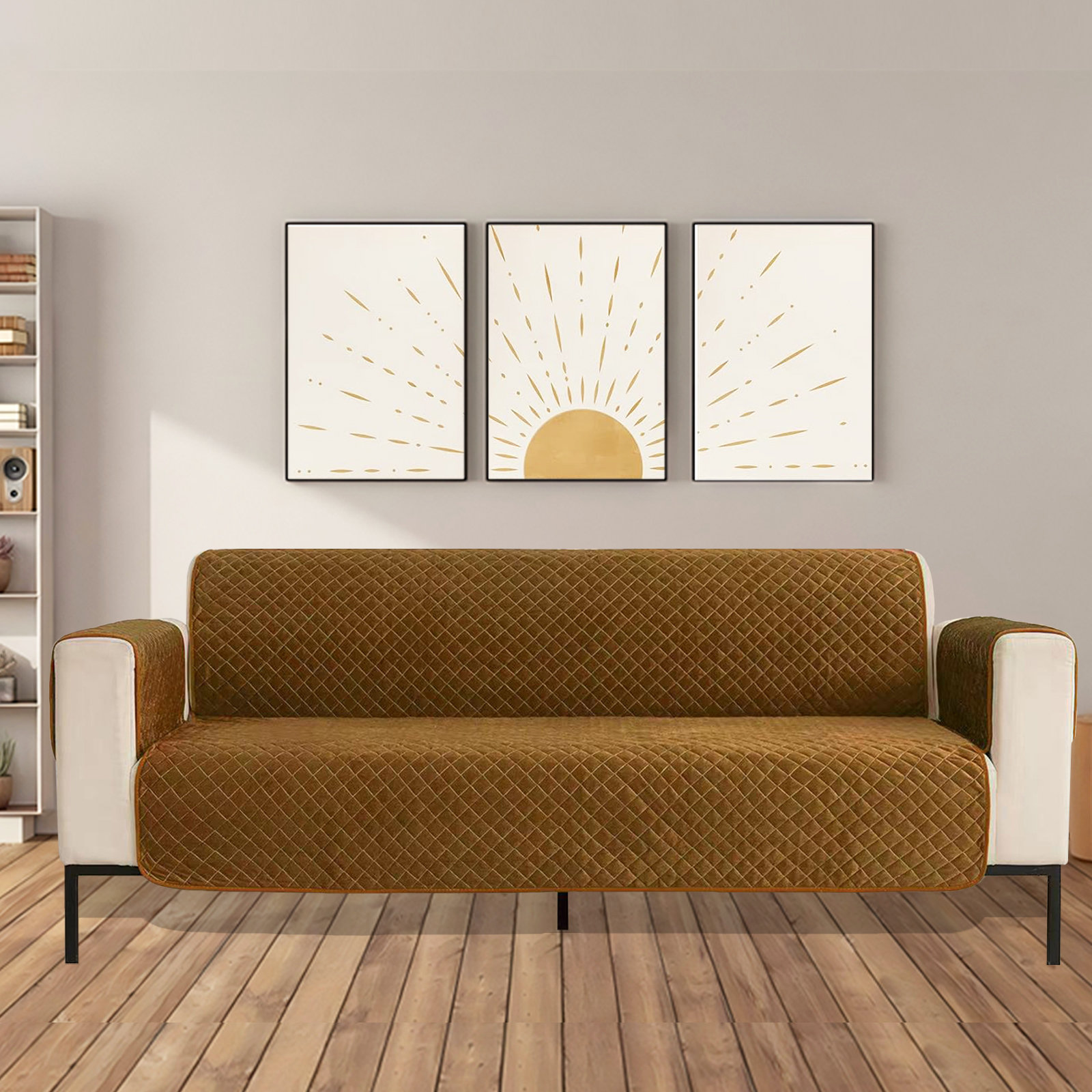 Fluwelen Stretch Fauteuil Slipcover met Zak 4-delige Set