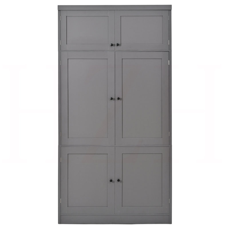 Armoire avec 2 prises de courant, tablettes réglables et tablettes de porte, Gris