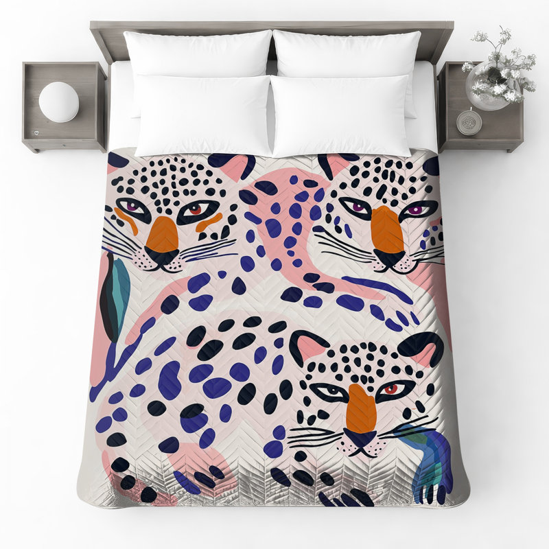 Abstract Leopards Illustration Bedding Leopard Bedspread Animal, Queen