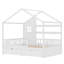 Lit de style maison basse avec rideaux, tiroirs de rangement et tablettes-131212919-131212920