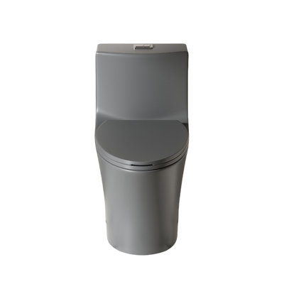 1/1.60 Toilet, Grey Modern 002, Elongated Comfort Height Floor Mounted With Practical Soft Closing Seat Water Toilet In 002 Brilliance, , Rejuvenating