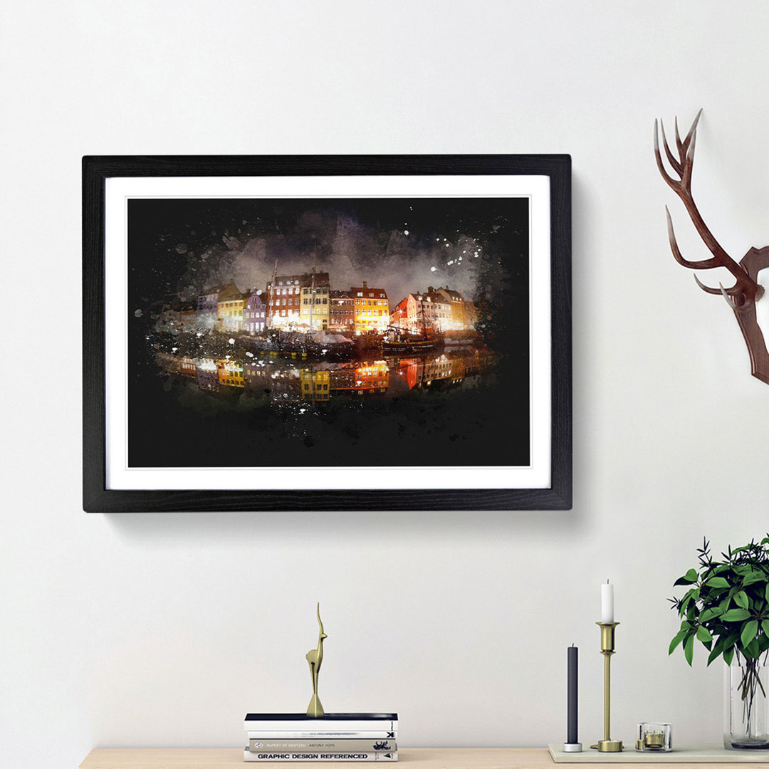 Nyhavn Canal in Denmark - Picture Frame Graphic Art Print
