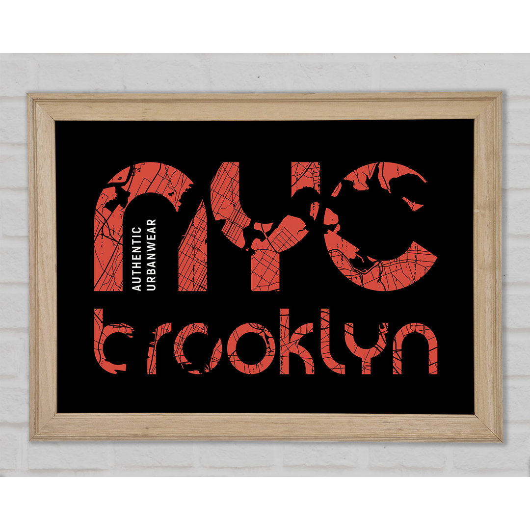 NYC Brooklyn - Einzelne Bilderrahmen Typografie