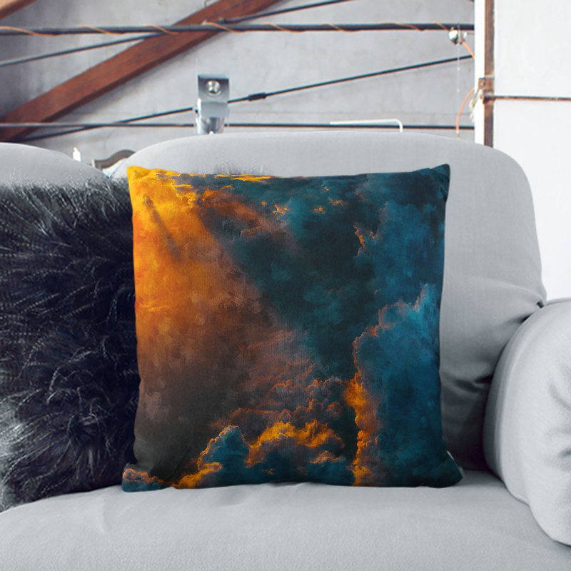 Light Through Clouds Painting Cushion with Filling, 55cm H x 55cm W x 20cm D, Black