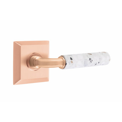 Ensemble de leviers de passage Emtek Select, rosette Quincy, tige R-Bar, poignée terrazzo légère, CF