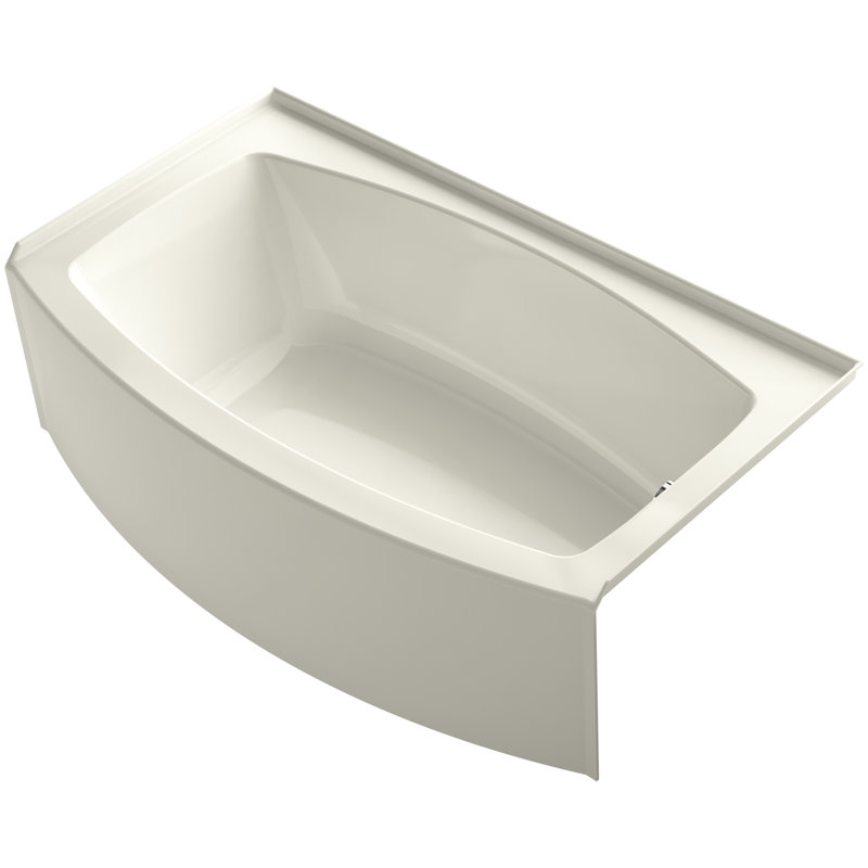 Baignoire de trempage 60" x 30-36" Expanse, Biscuit, Droite