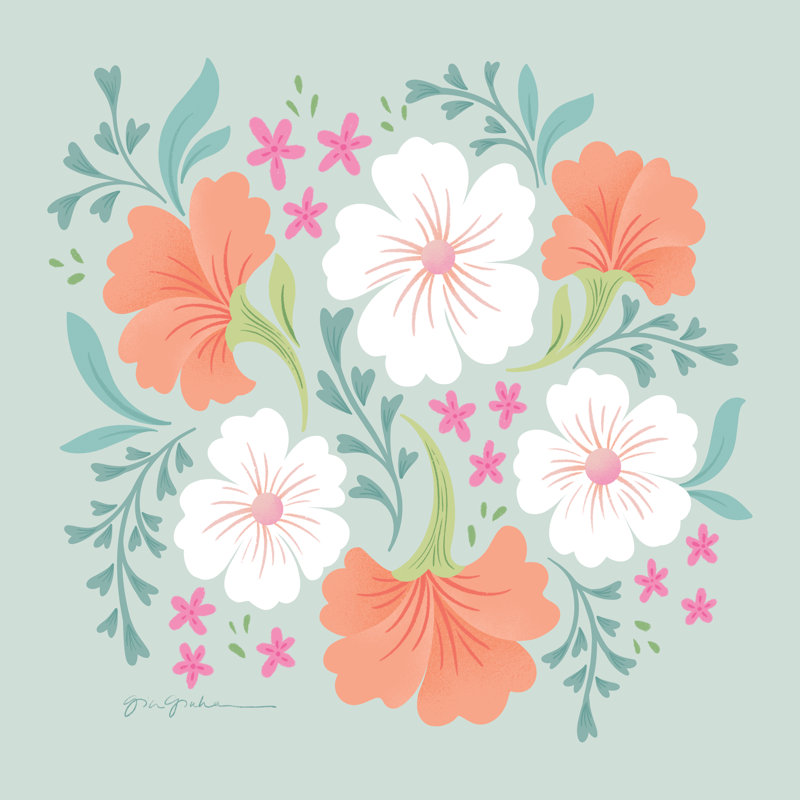 Boho Florals I by Gia Graham - Wrapped Canvas Print, 30cm H x 30cm W