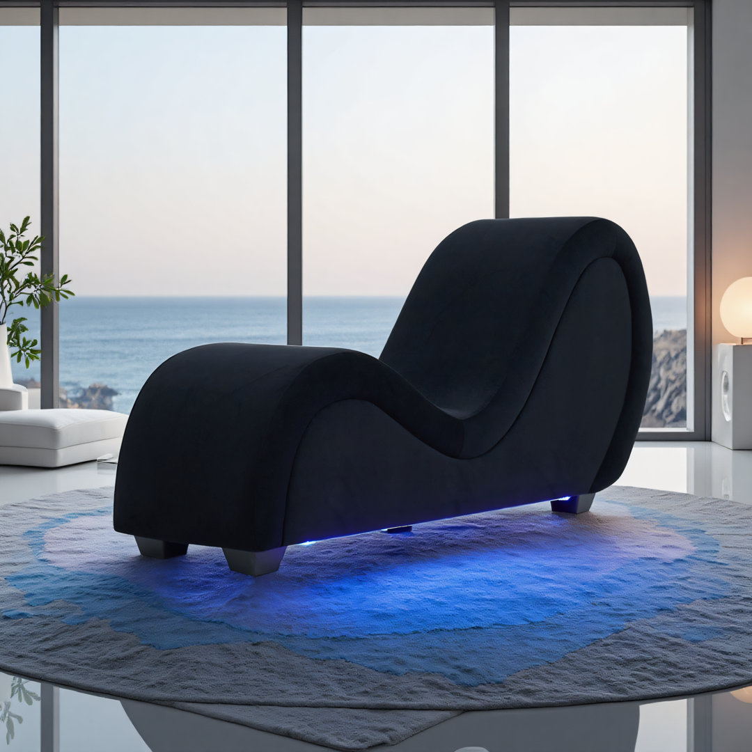 Velvet-covered Curved Lounge Chair With Integrated Cushions — Ideal For Shared Relaxation, Yoga, And Mindfulness