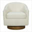 Fauteuil d'appoint pivotant crème avec base en bois massif, siège simple confortable pour adultes